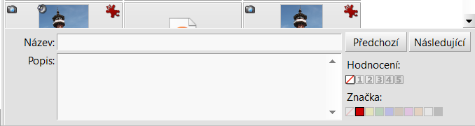 Panel pro popis fotek